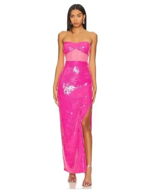 Bcbgmaxazria Hot Pink Sequin Two-Piece Maxi Dress - Image 2