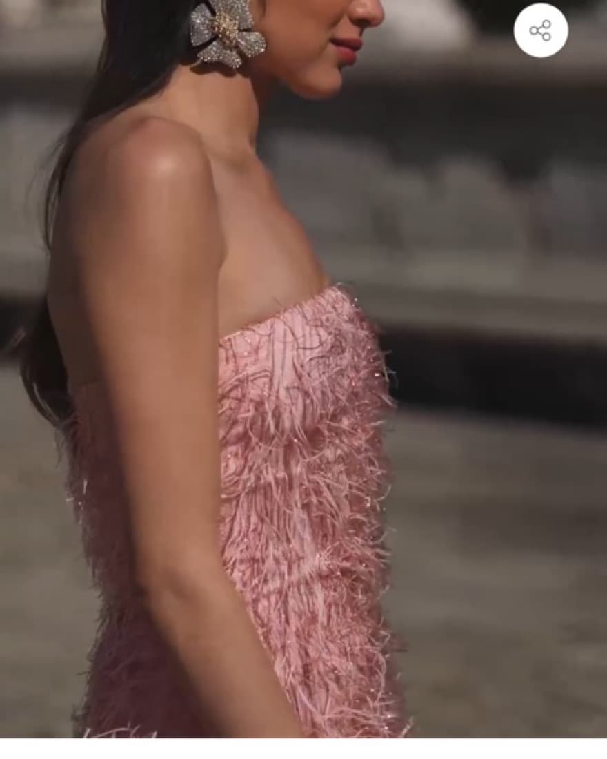 REDONDO Pink Strapless feather Dress - Image 4