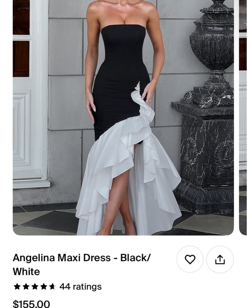 Black and White Strapless Mermaid Gown - Image 1