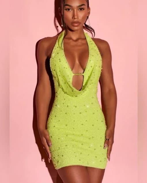 Oh Polly Mini Halter Embellished Dress  - Image 1
