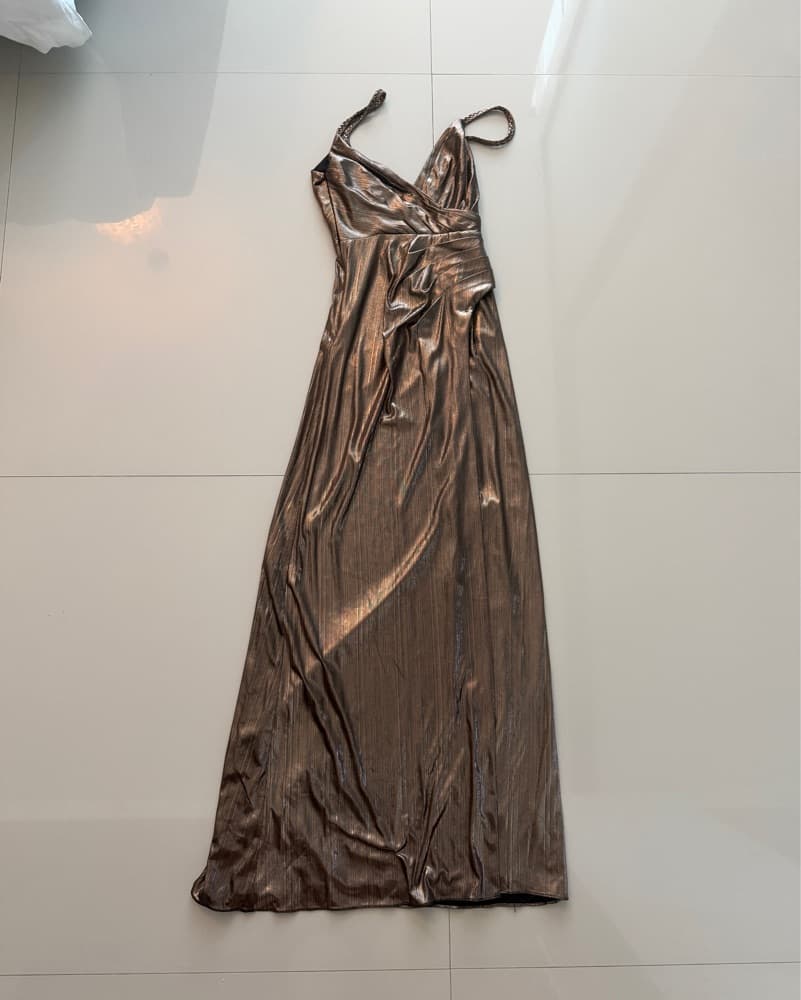 Retrofete Bronze Slit Dress | Yesi Dress - Image 3
