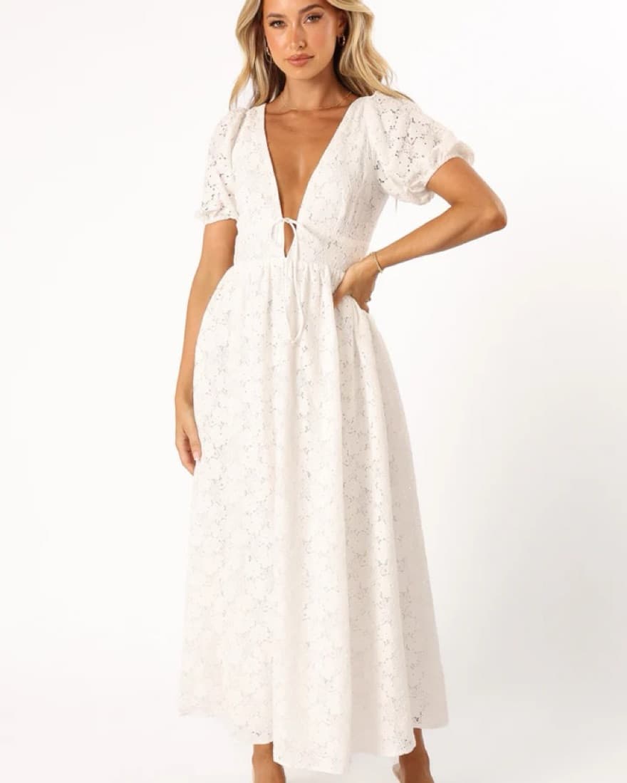 Openback White Lace Maxi Dress - Image 5