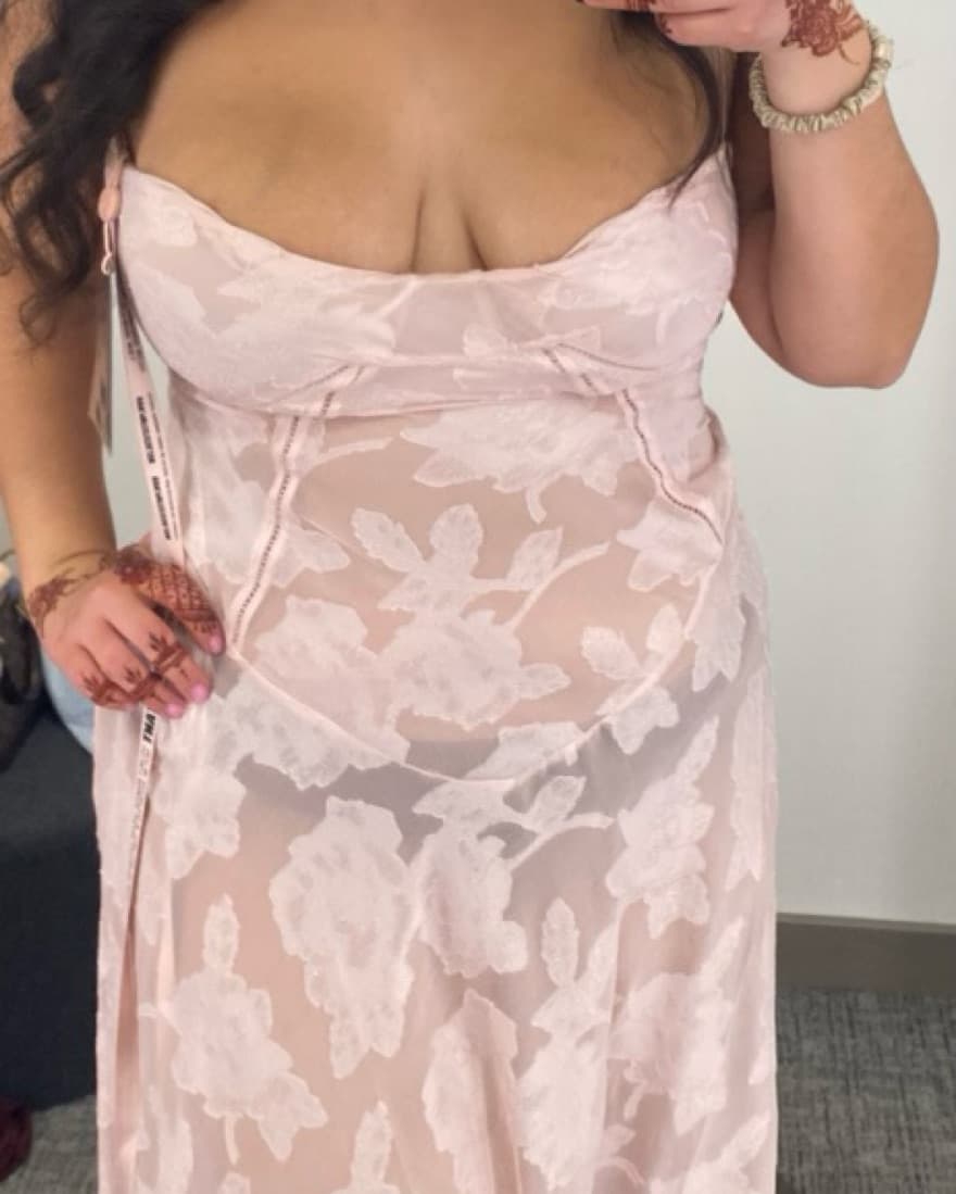 Fairy Floor Length Sheer Blus Pink Gown  - Image 3