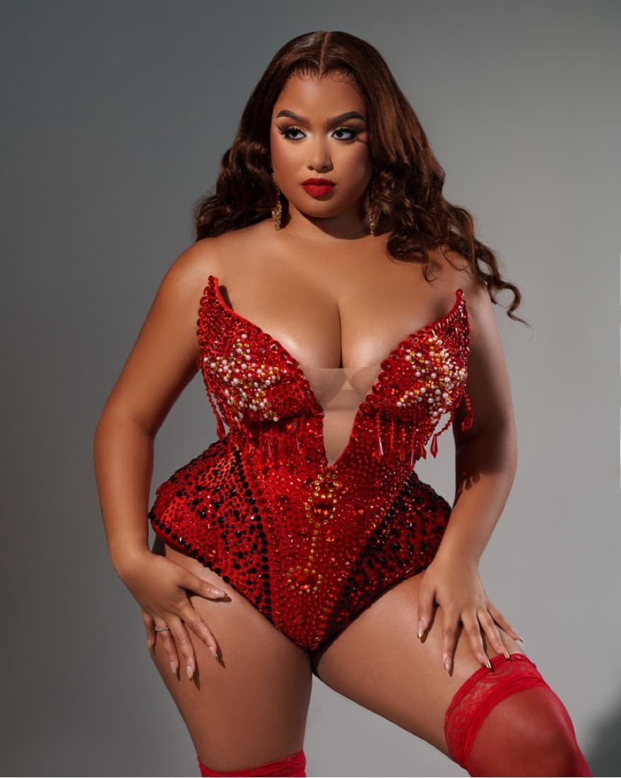Sparkling Red Rhinestoned Bodysuit ￼ - Image 1