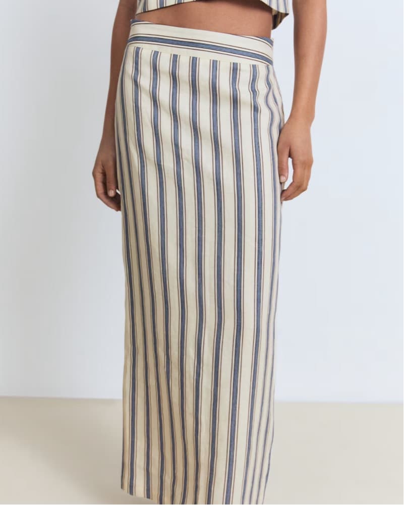 Striped Maxi Skirt with Slit - Image 2