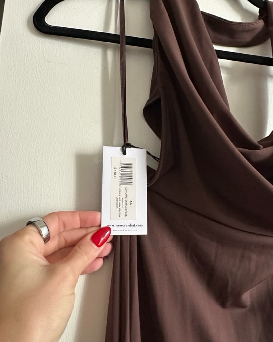 Cowl Neck Brown Dress - Image 2