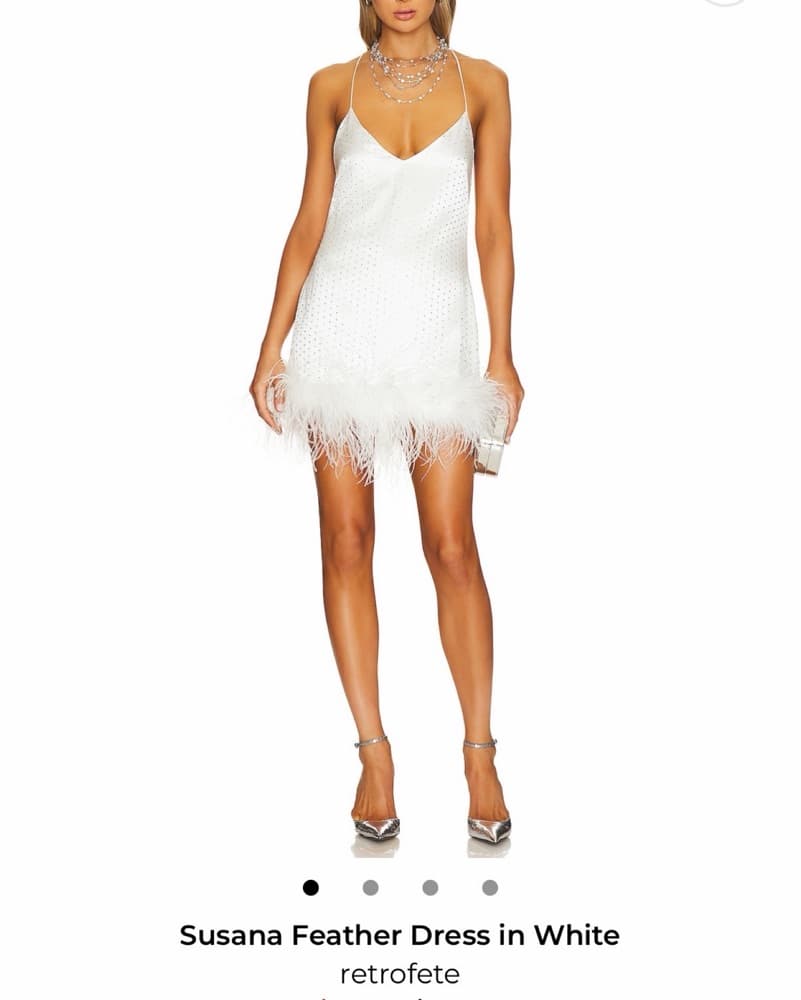 Susana Feathered White Dress - Image 1