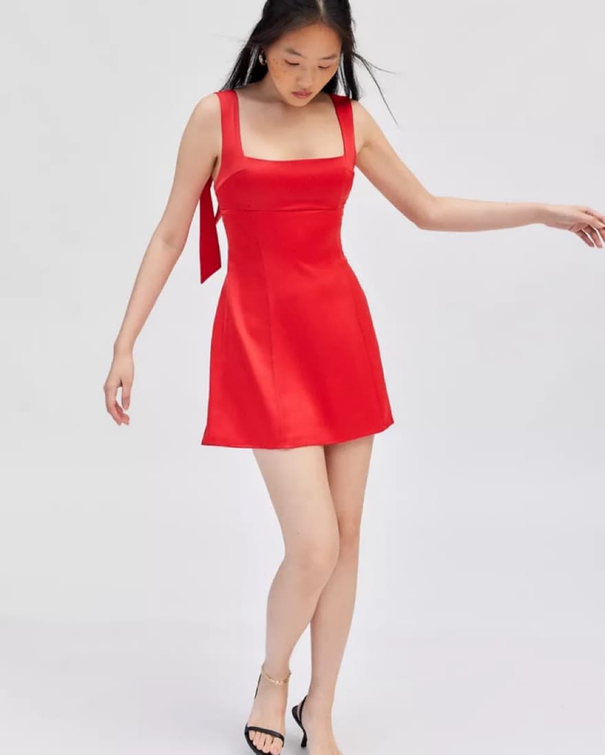 red bow-tie mini dress - Image 1