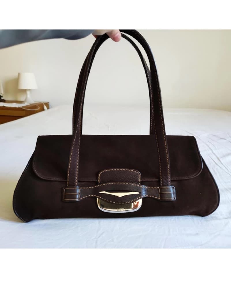 Tod’s Dark Brown Suede Shoulder Bag - Image 1
