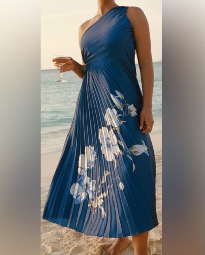 Abercrombie Blue One Shoulder Dress - Image 2