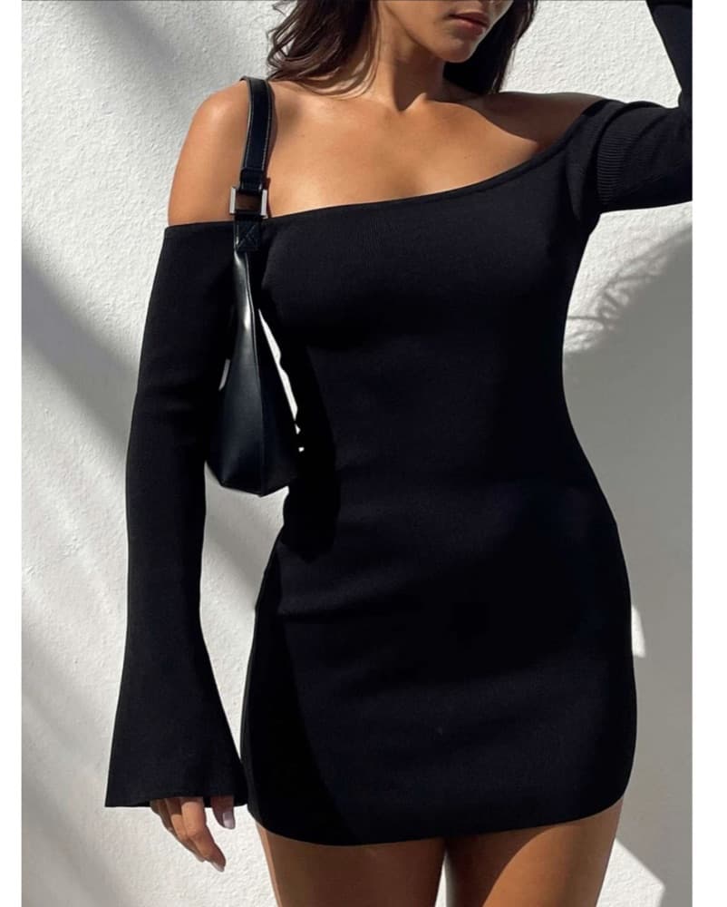 Off The Shoulder Bell Sleeve Dress - Image 1