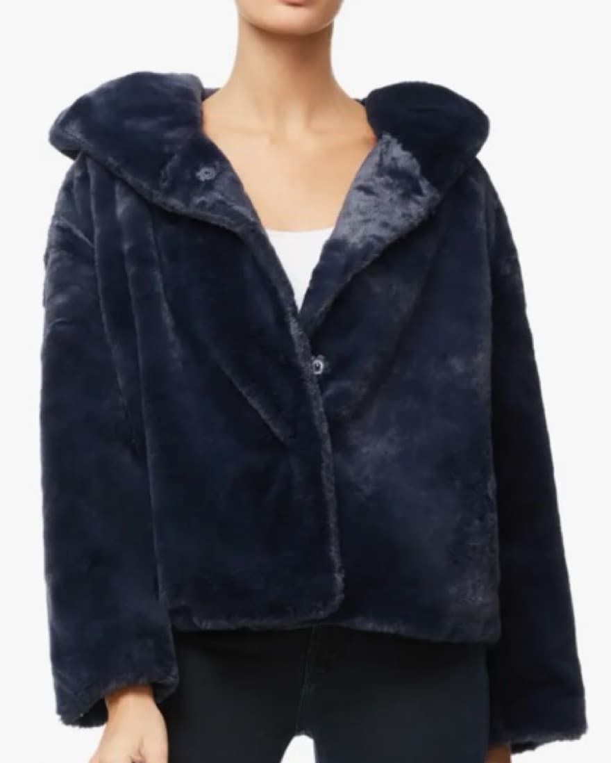 Navy Faux Fur Coat - Image 1