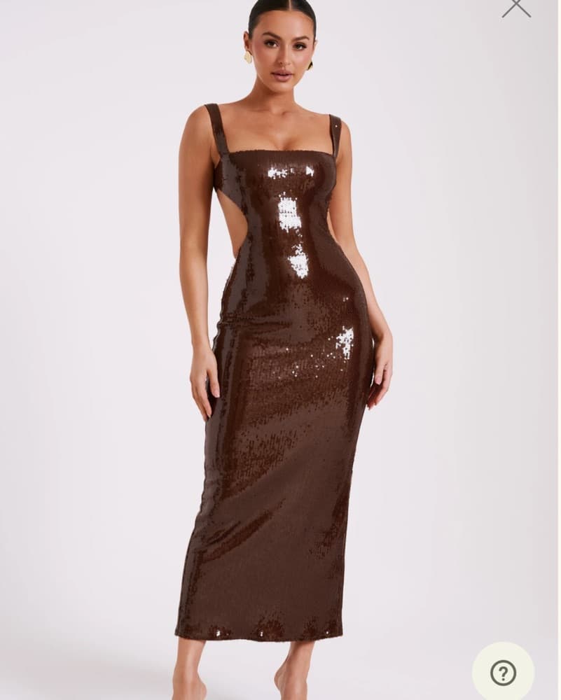 Meshki Brown Sequin Midi Dress - Image 1