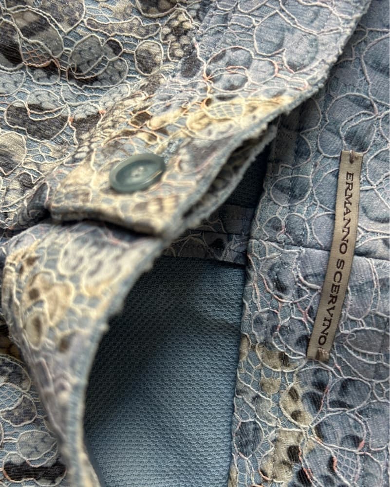 Ermanno Scervino Shorts Lace Blue Print Mini Summer Hamptons Pastel Snake Print - Image 4