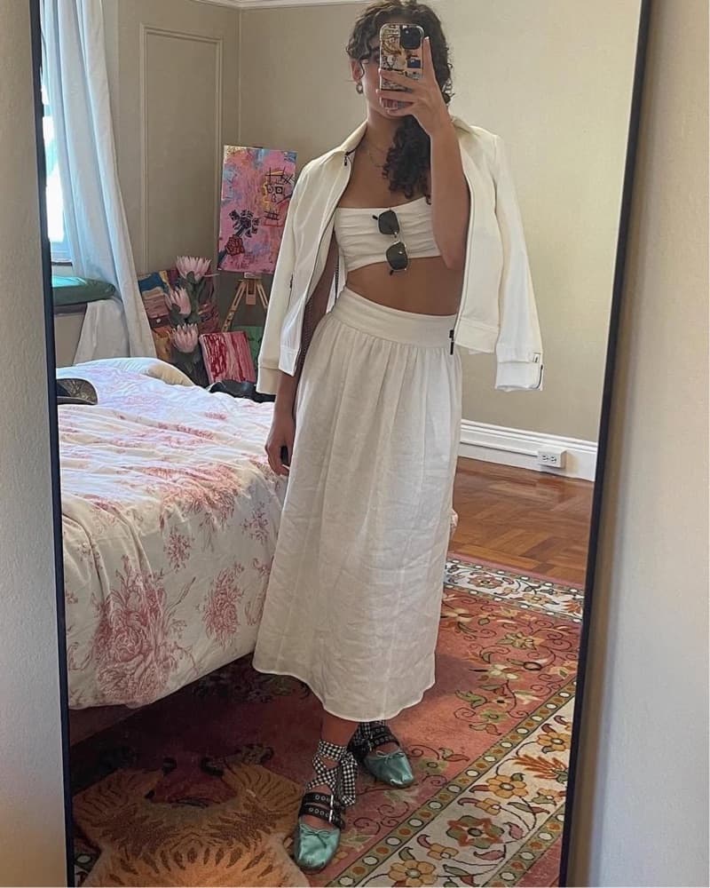 Reformation Louise Linen Set In White - Image 2