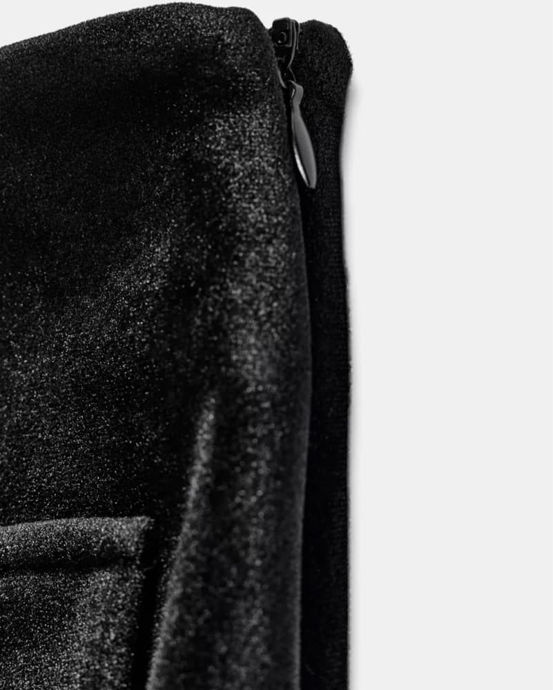 Velvet Mini Skirt W/ Gold Buttons  - Image 3