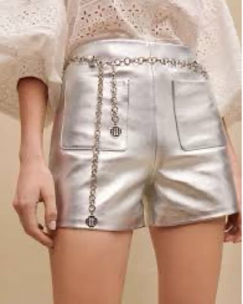 MAJE Metallic Leather Shorts - Image 4