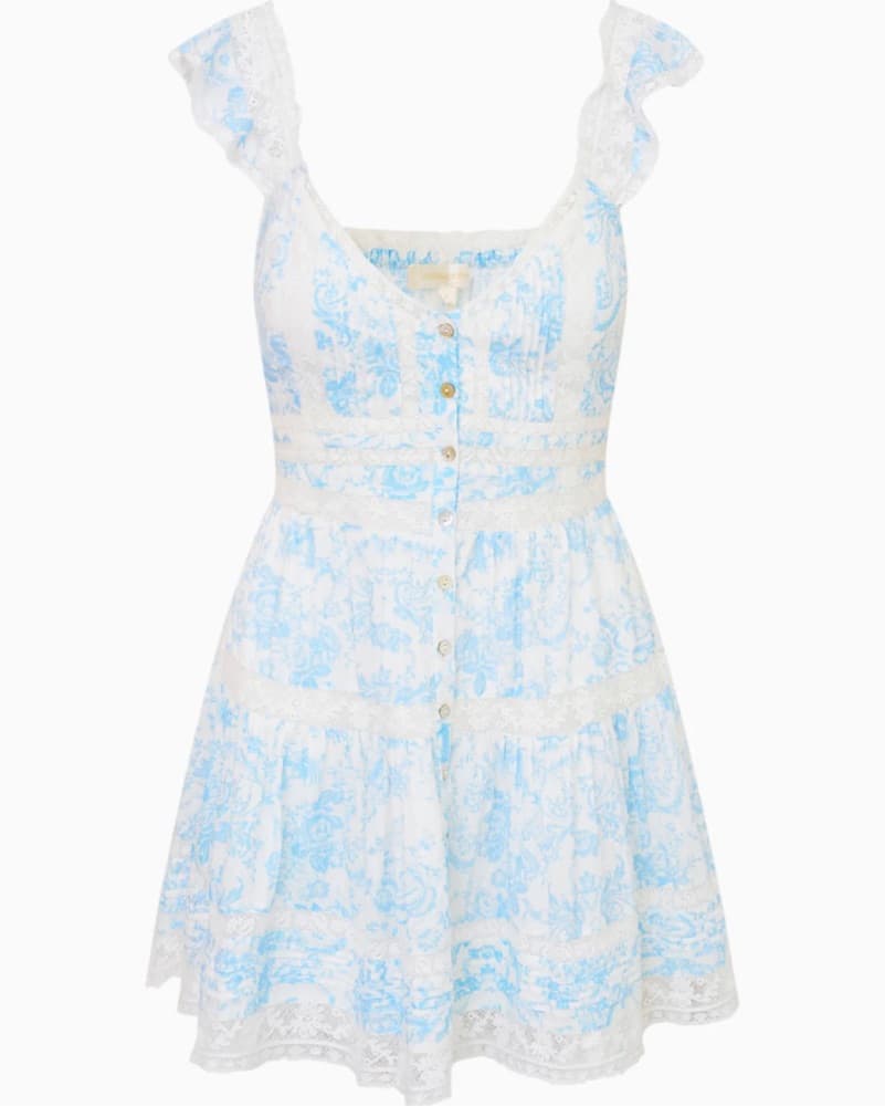 Rietta Cotton Lace-Trimmed Mini Dress  - Image 2