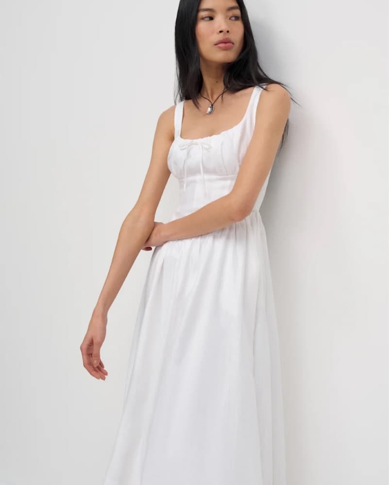 Reformation White Linen Midi corset Dress - Image 5