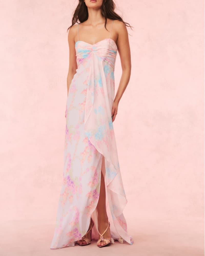 Floral Watercolor Print Maxi Dress - Image 1
