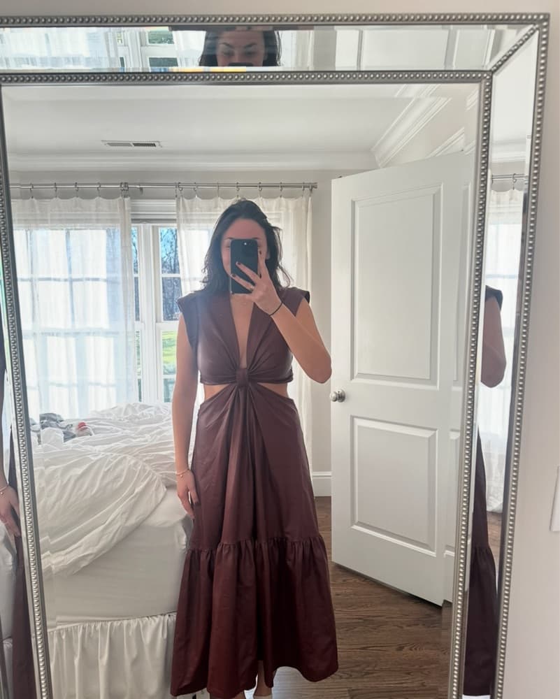 A.L.C Maroon Leather Maxi Dress - Image 2