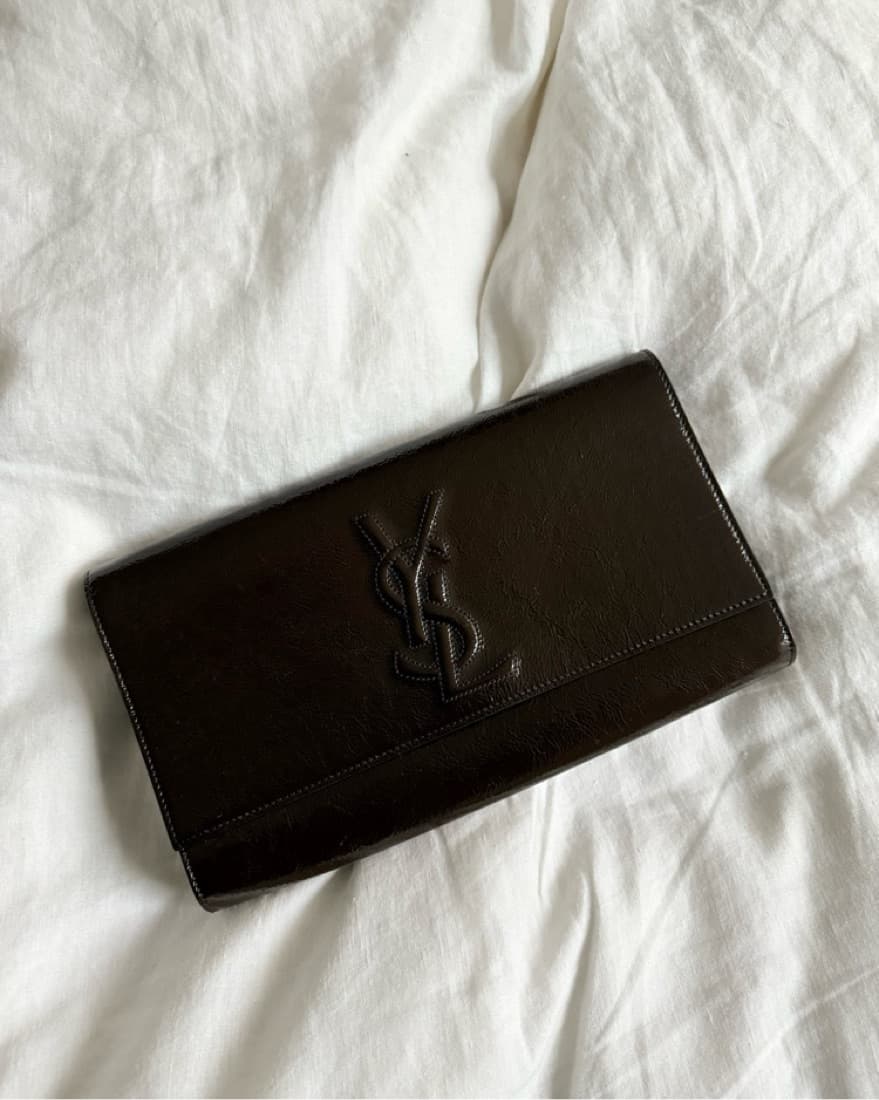 YSL Chocolate Brown Clutch - Image 1