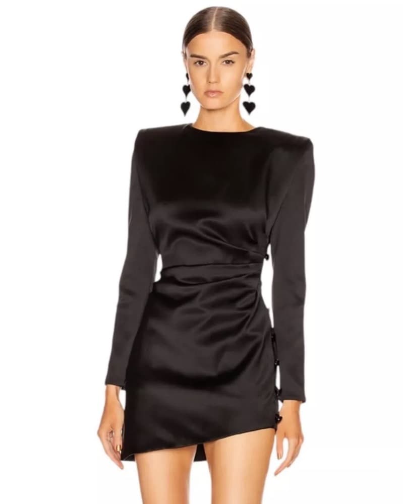 Saint Laurent Satin Black Dress 34 Xs - Image 1