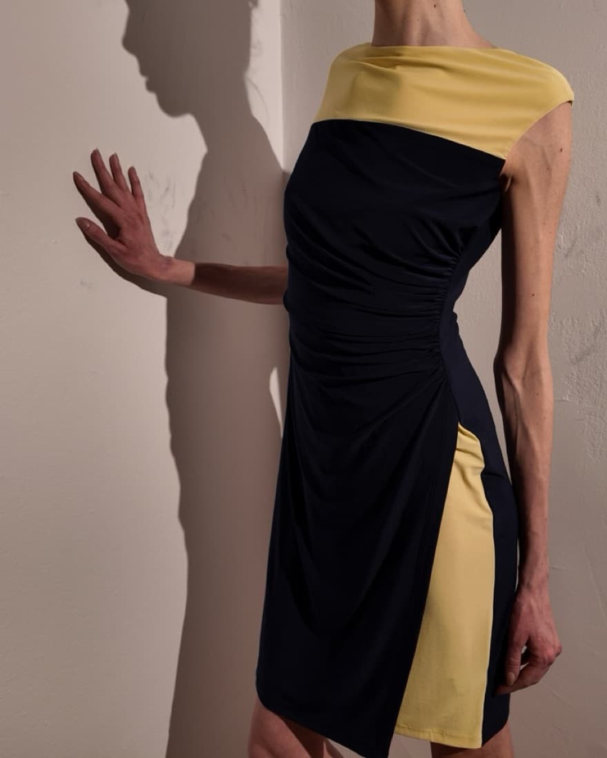 Ralph Lauren Yellow & Navy Cocktail Dres - Image 3