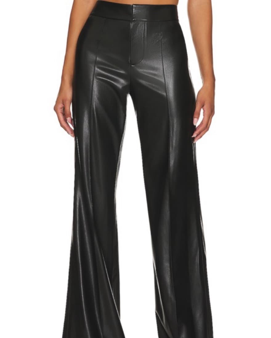 Alice & Olivia Leather Wide Leg Pants - Image 3
