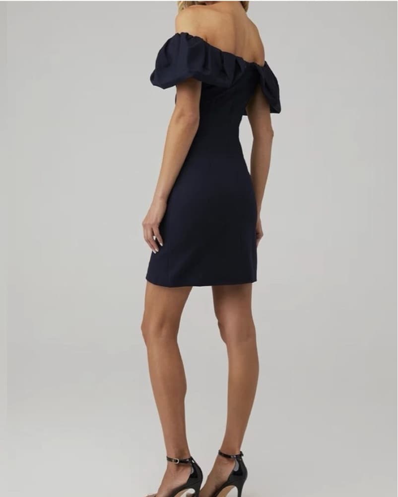 Elegant Off-Shoulder Navy Mini Dress - Image 2