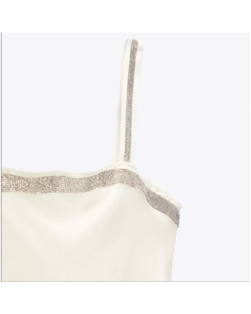 Zara Satin Silk Rhinestone Mini Dress  - Image 3