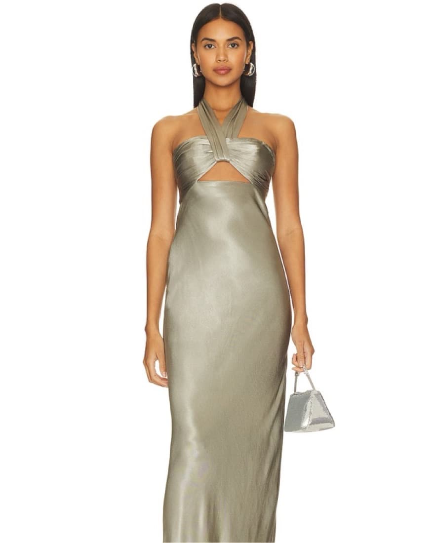La Lune Ruched Halter Maxi Dress - Image 1