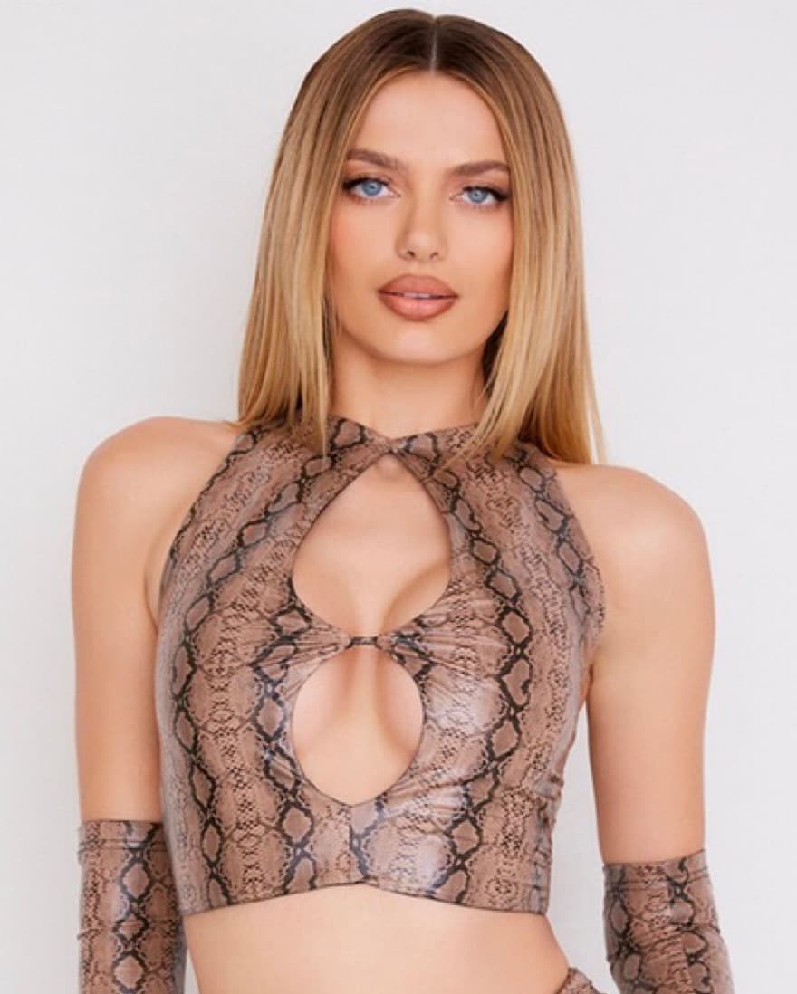 Mistress Rocks Brown Snakeskin Top - Image 2