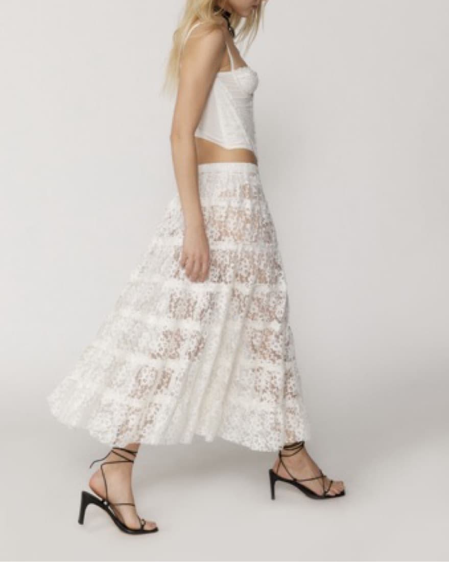 Lace Sheer Midi Skirt - Image 3