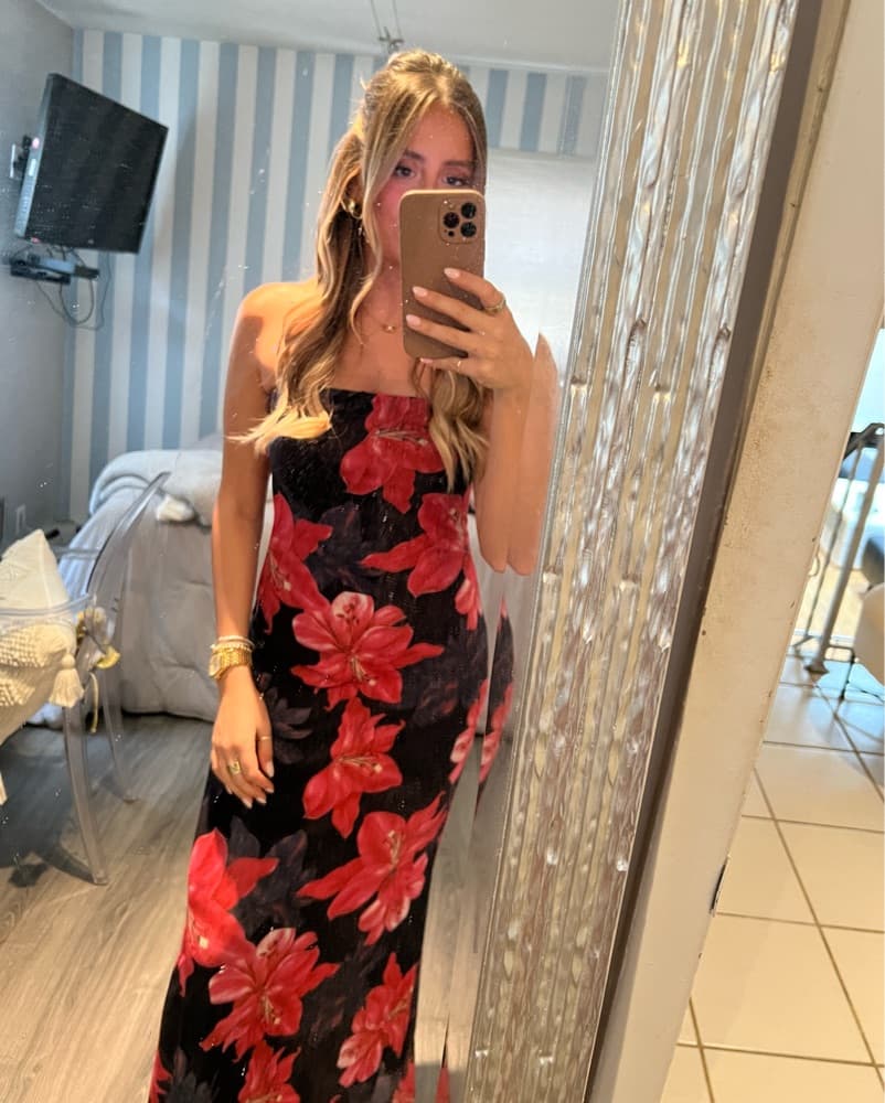 Floral Strapless Maxi Dress - Image 4