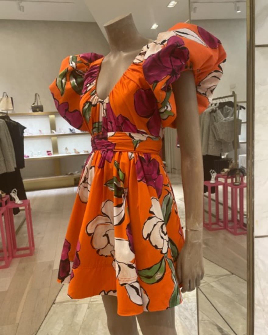 Aje Gretta Floral Orange Fuschia Dress - Image 3