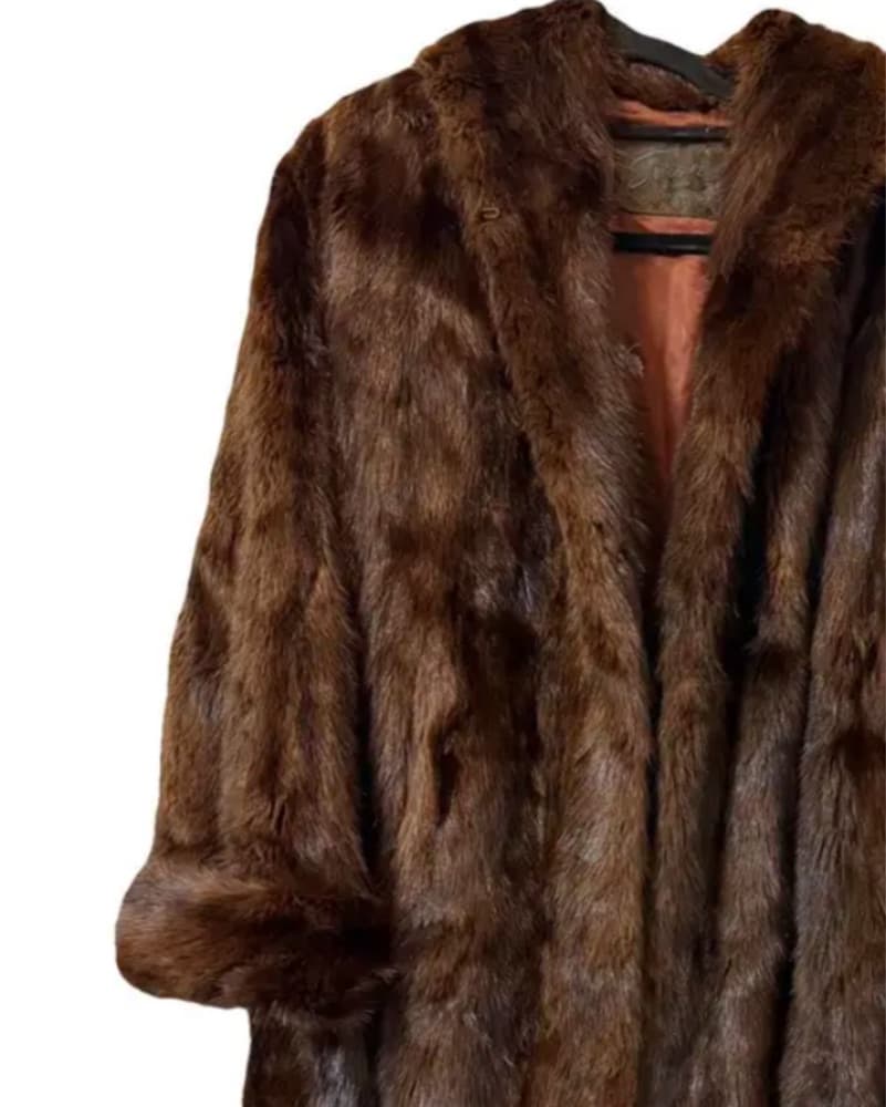 Brown Mink Hooded Fur Coat - Image 3