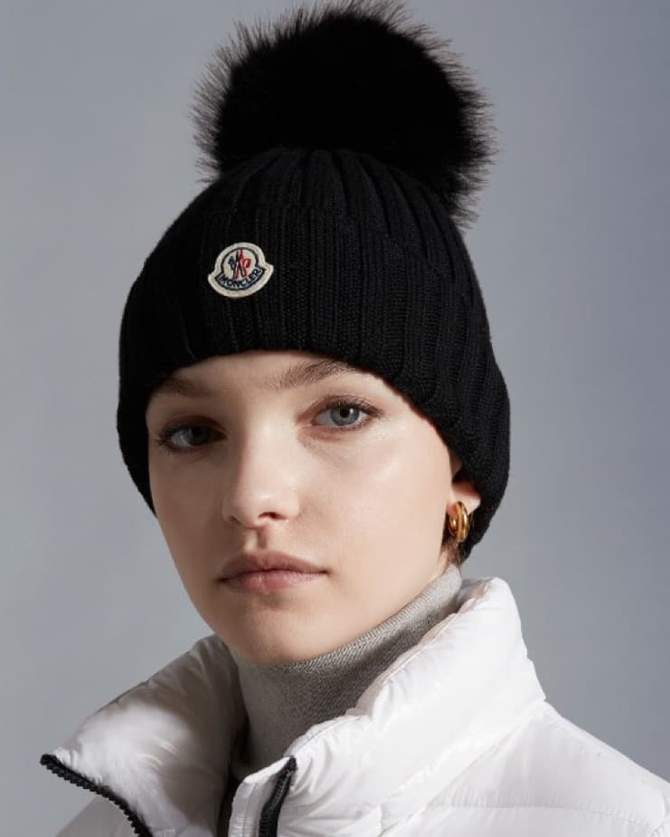 Moncler Merino Wool Ribbed Beanie - Image 1