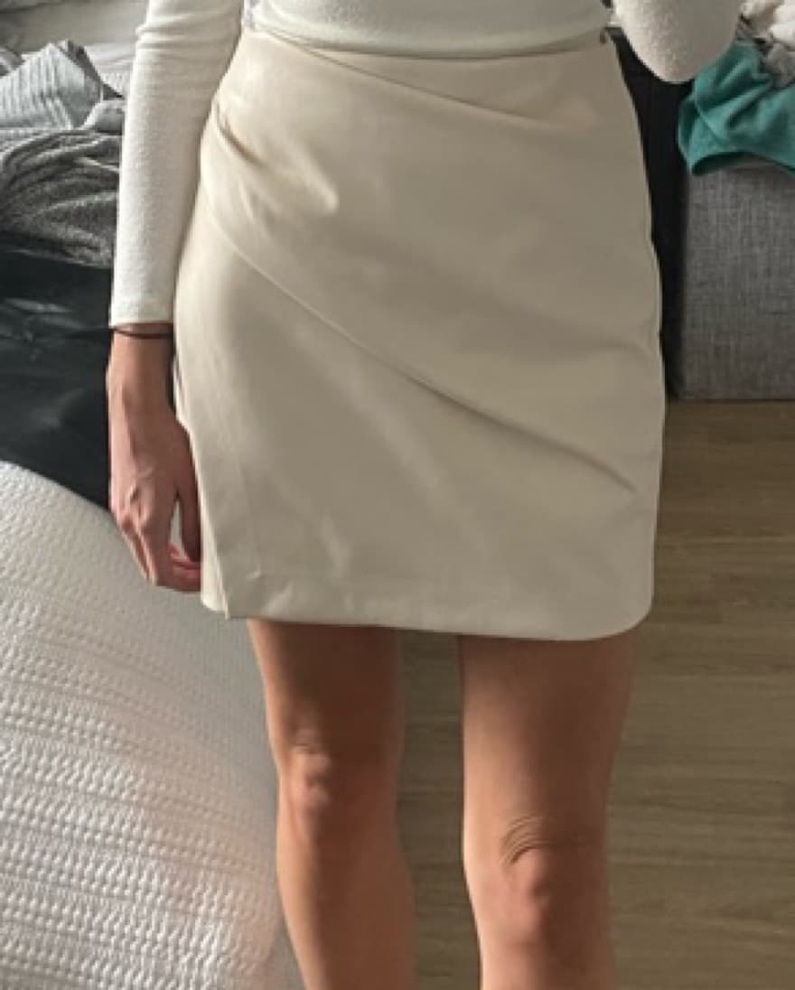 White Faux Leather Skirt  - Image 3