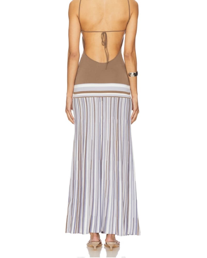 Citara Maxi Dress in Pale Blue Stripe - Image 3