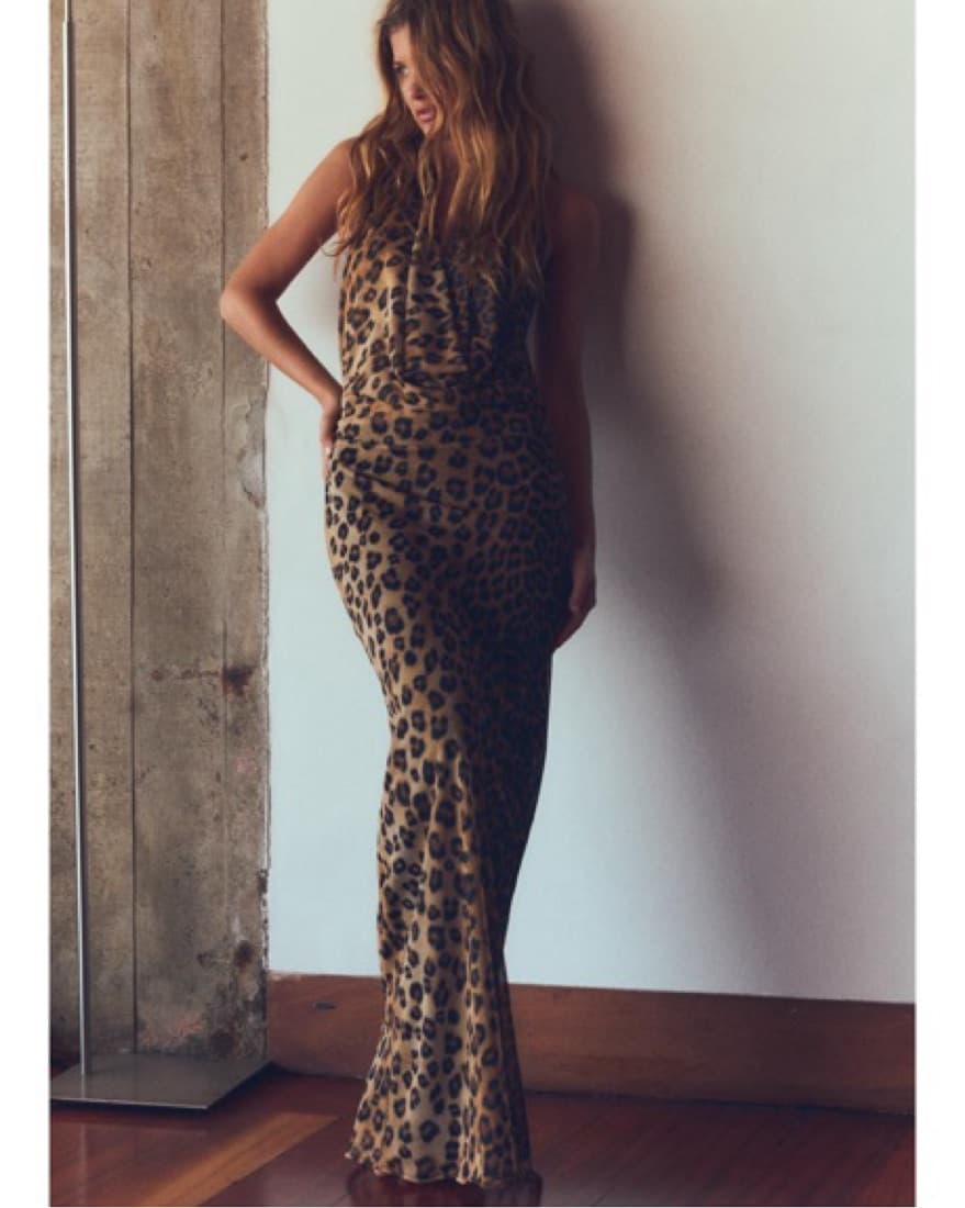 Zara Leopard Halter Mesh Maxi Dress - Image 1