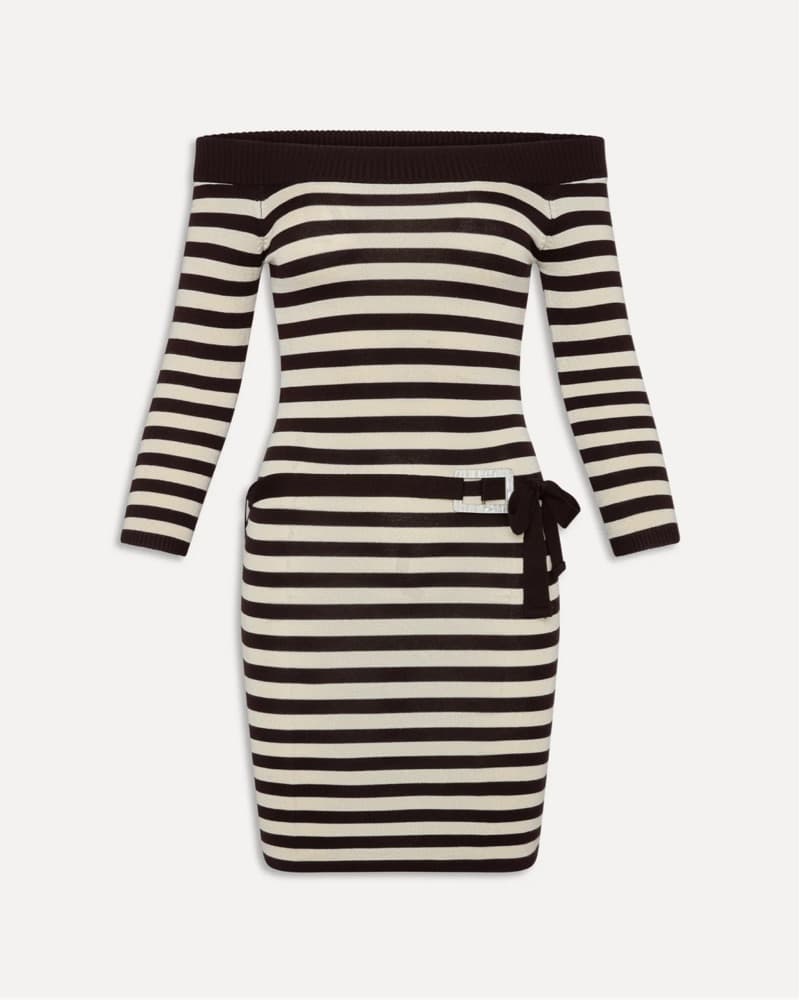 Frankie’s Bikinis Brown Striped Dress - Image 3