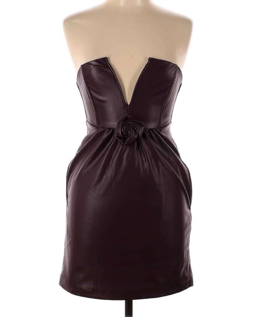 Ashley Park Strapless Leather Dress - Image 2
