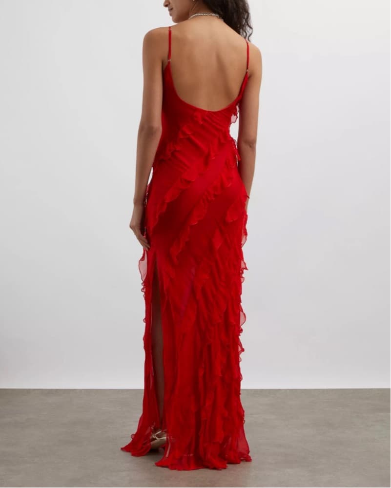 Rat & Bao Red Ruffle Maxi Dress - Image 2