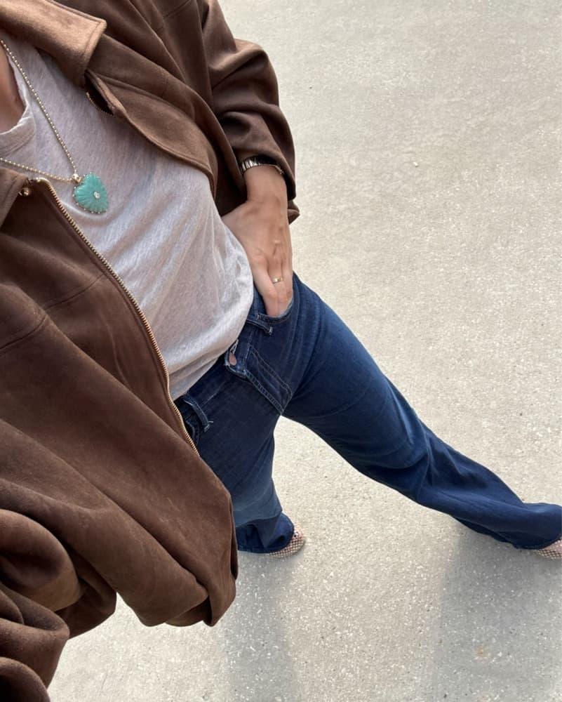 Zara Faux Suede Bomber Jacket - Image 3