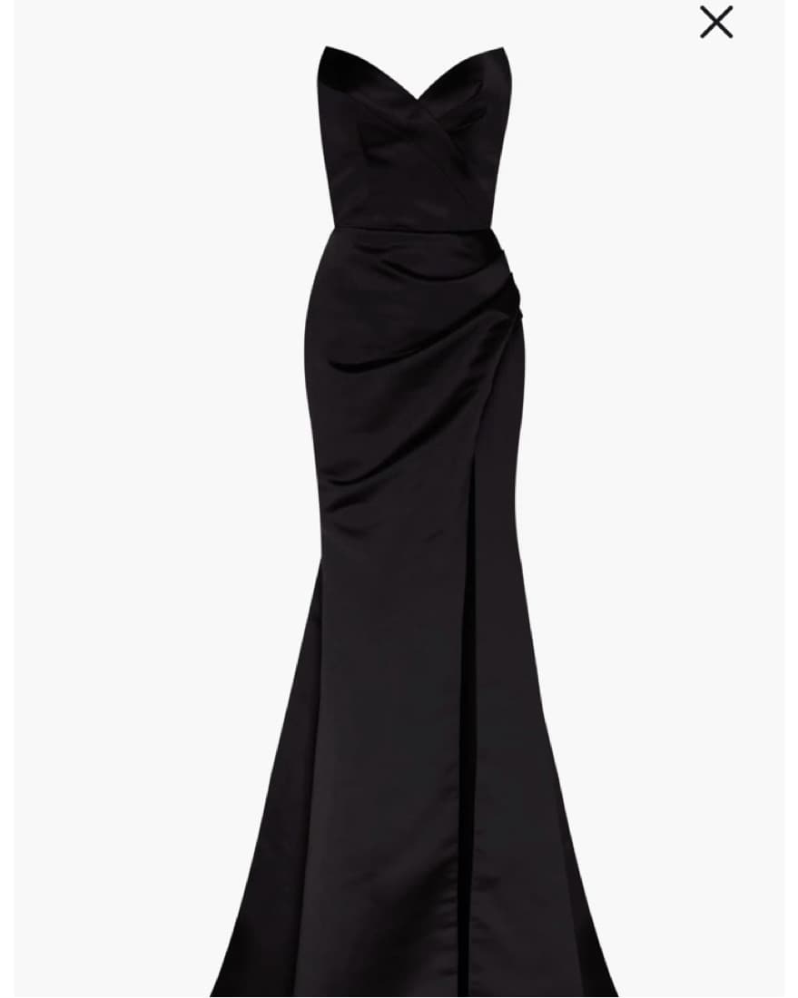 Black Strapless Evening Gown With Slit - Image 3