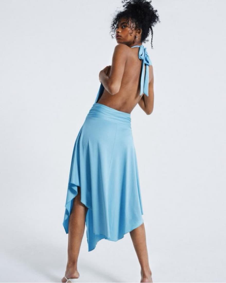 Jaded London Plunging Halter Aqua Dress - Image 4