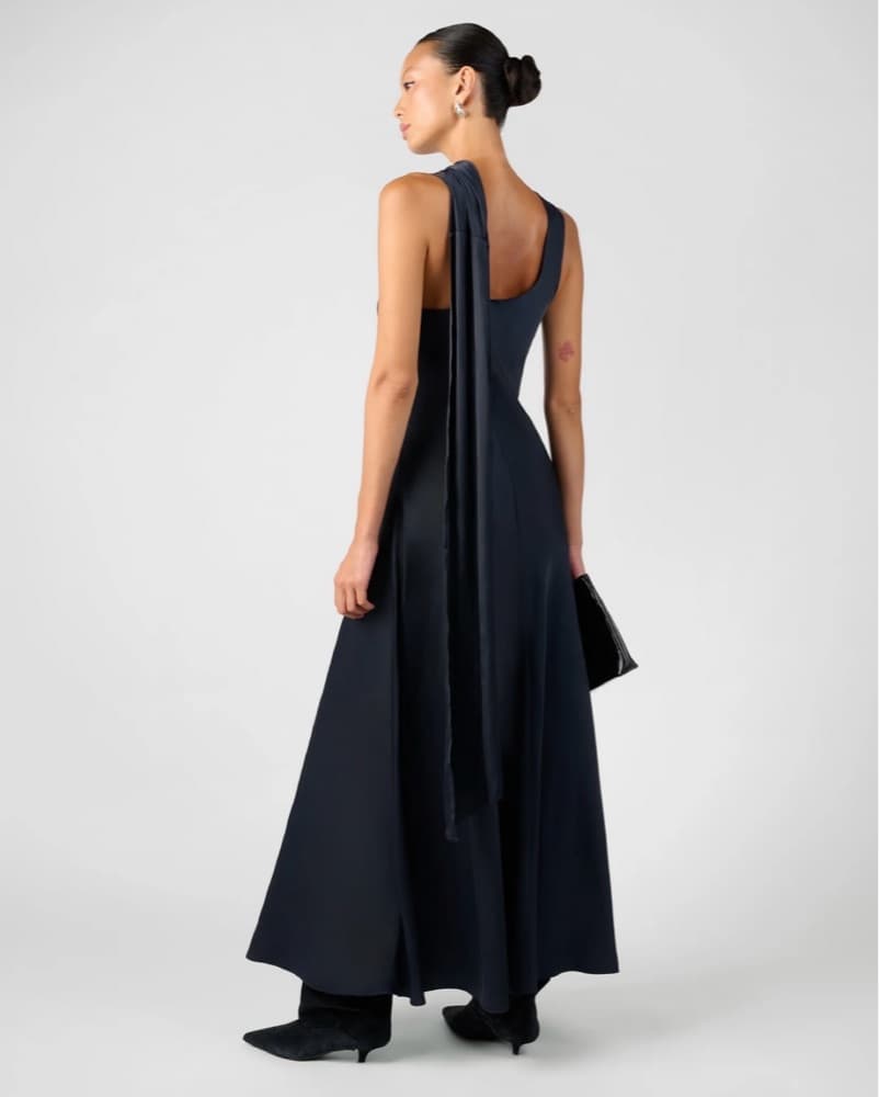 Wrap Neck Navy Slip Dress - Image 3