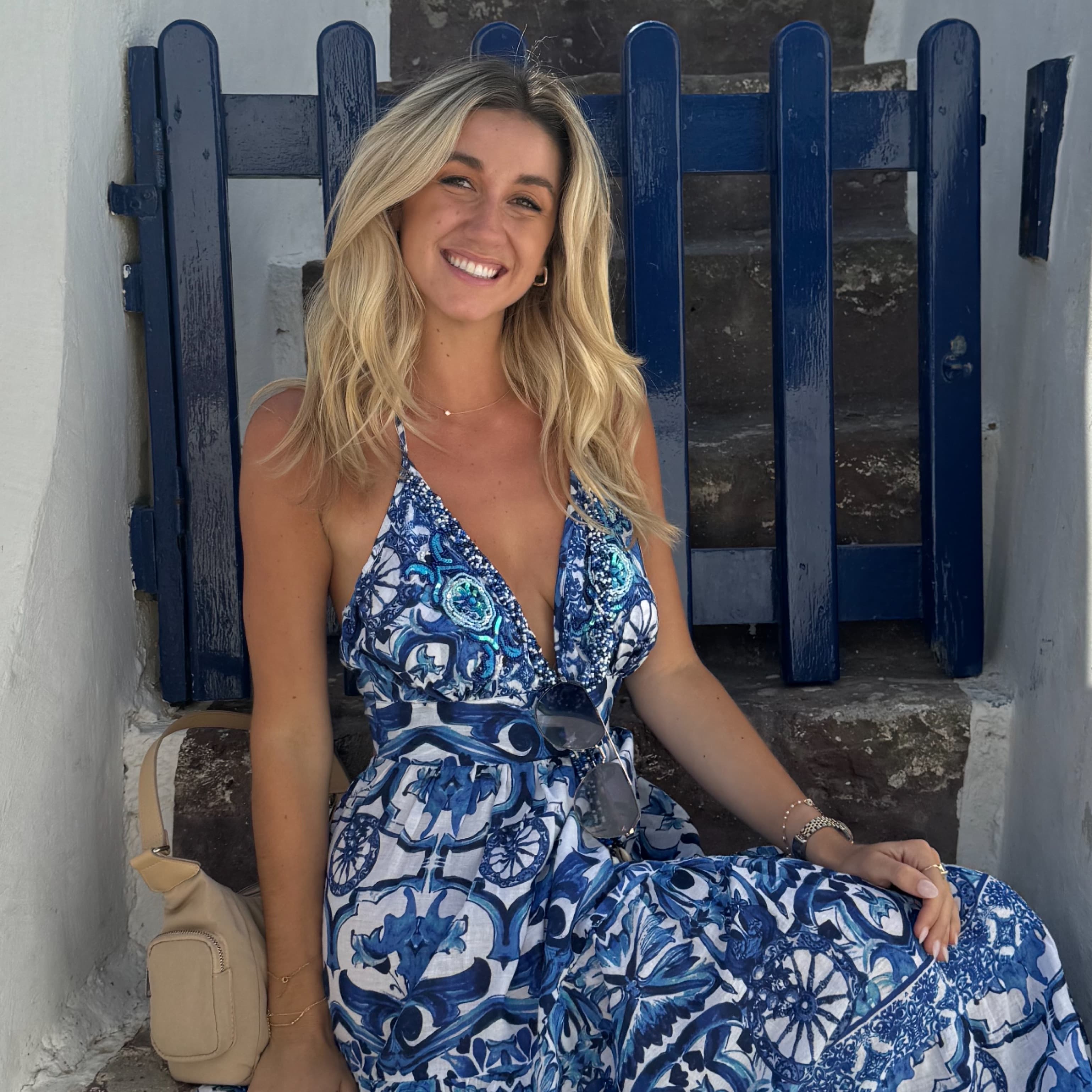 Greek Blue Santorini Maxi Handmade Dress - Image 1