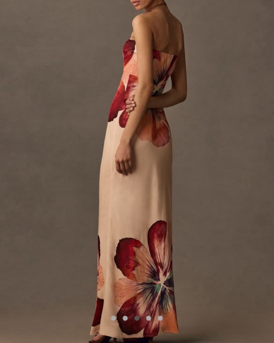 Anthro Floral Satin Dress - Image 2